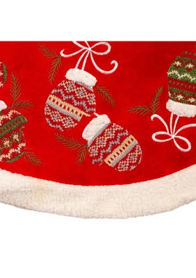 48-Inch Red Tree Skirt with Mitten Border