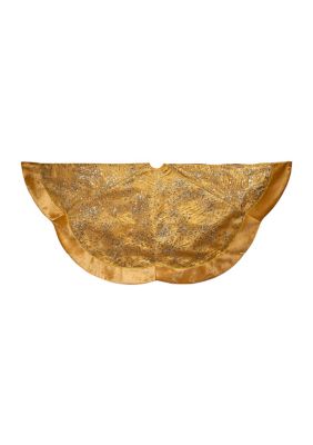60-Inch Gold Velvet and Glitter Tree Skirt