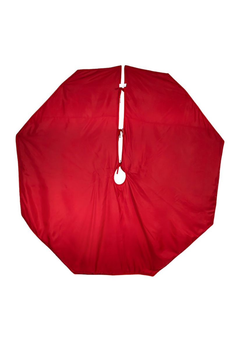 72-Inch Red and Green Gathered Border Tree Skirt