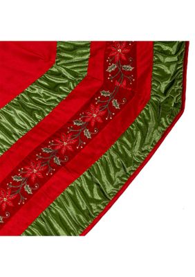 72-Inch Red and Green Gathered Border Tree Skirt