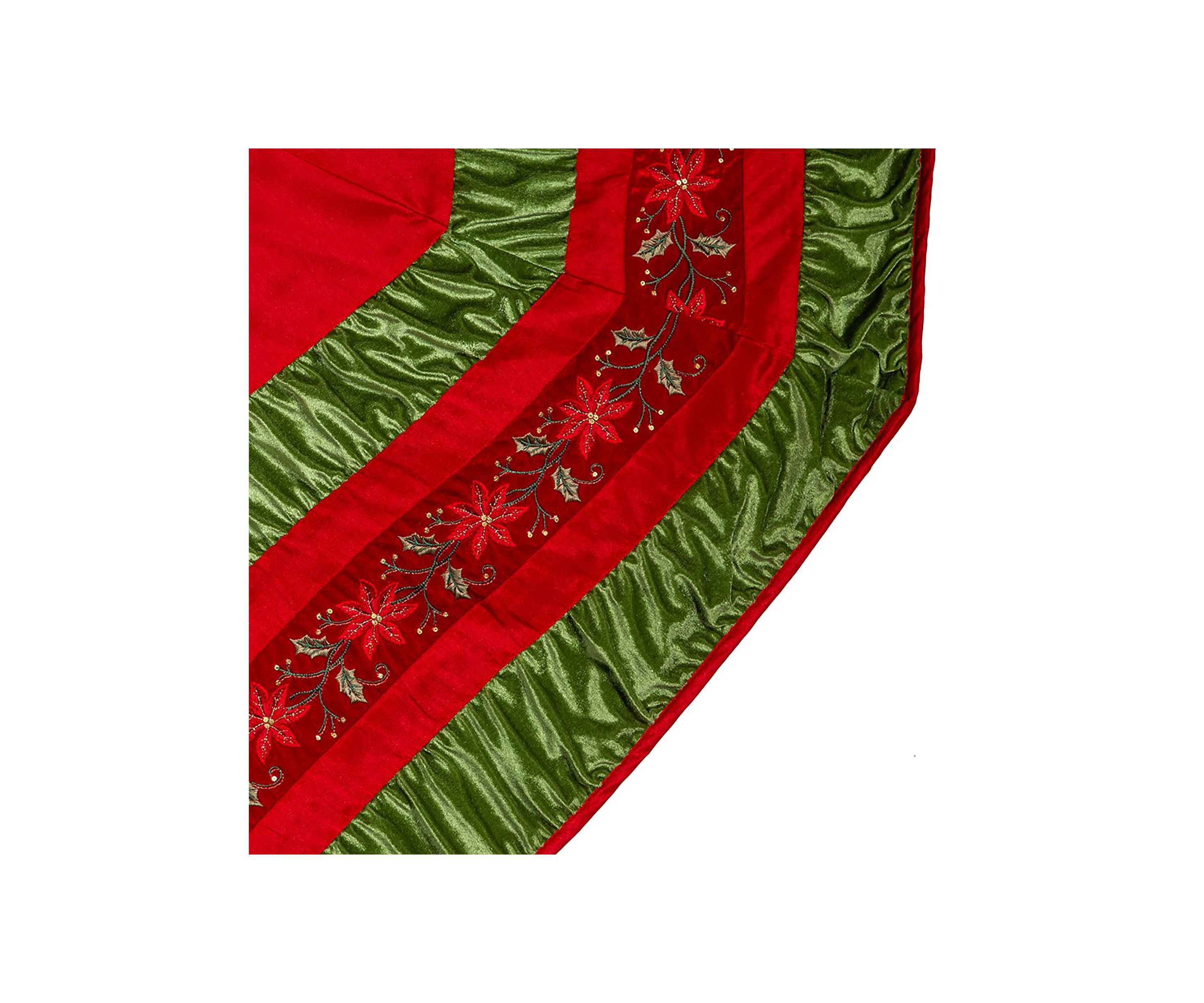 72-Inch Red and Green Gathered Border Tree Skirt