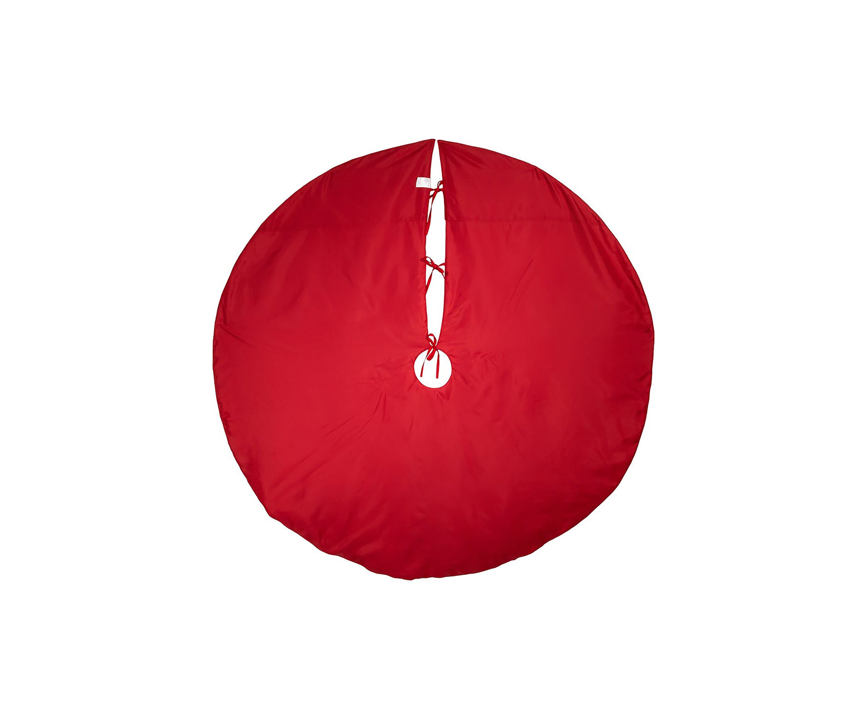 60-Inch Red Tree Skirt with Green Embroidered Tree Design