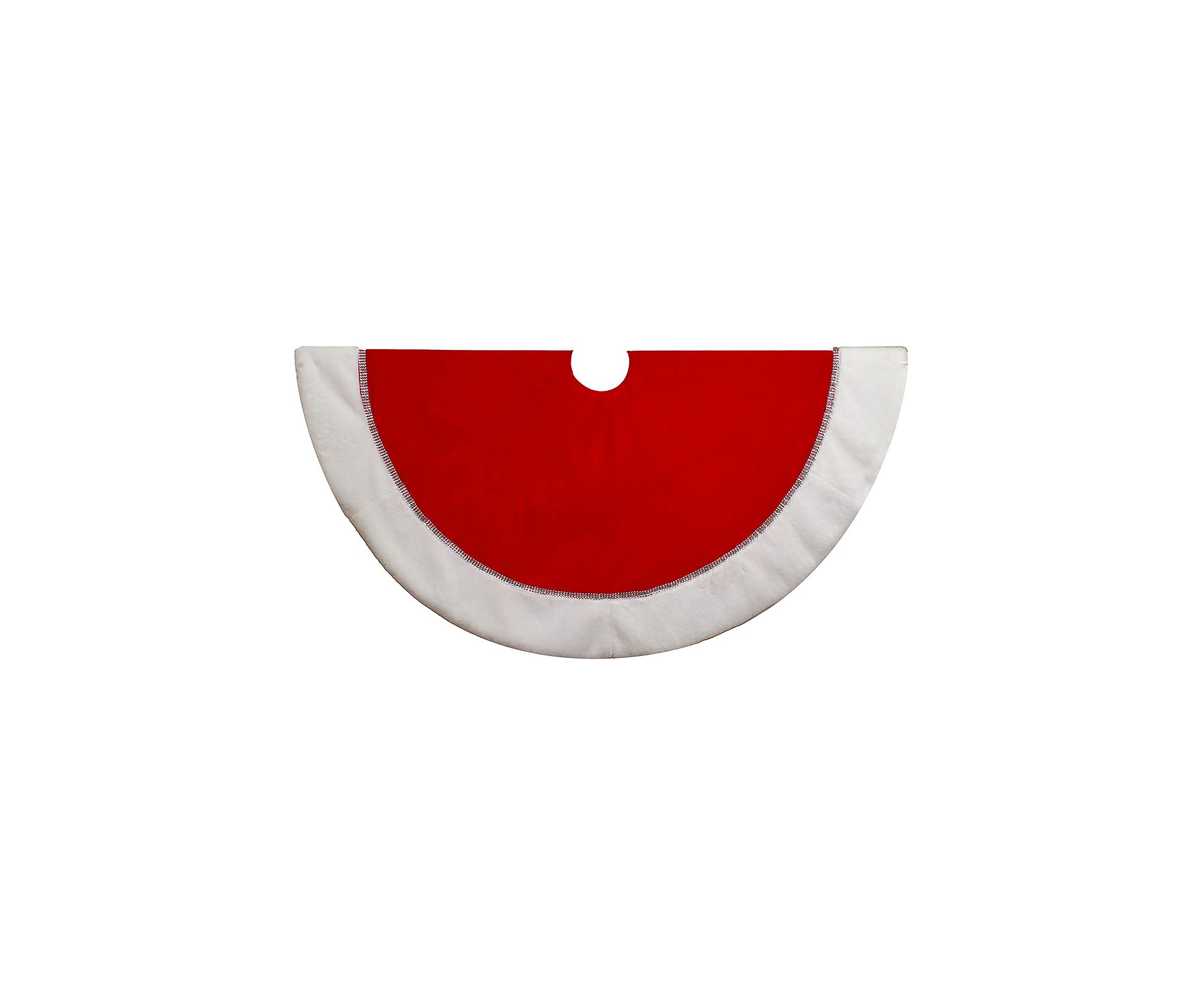 48-Inch Traditional Red with White Border Tree Skirt
