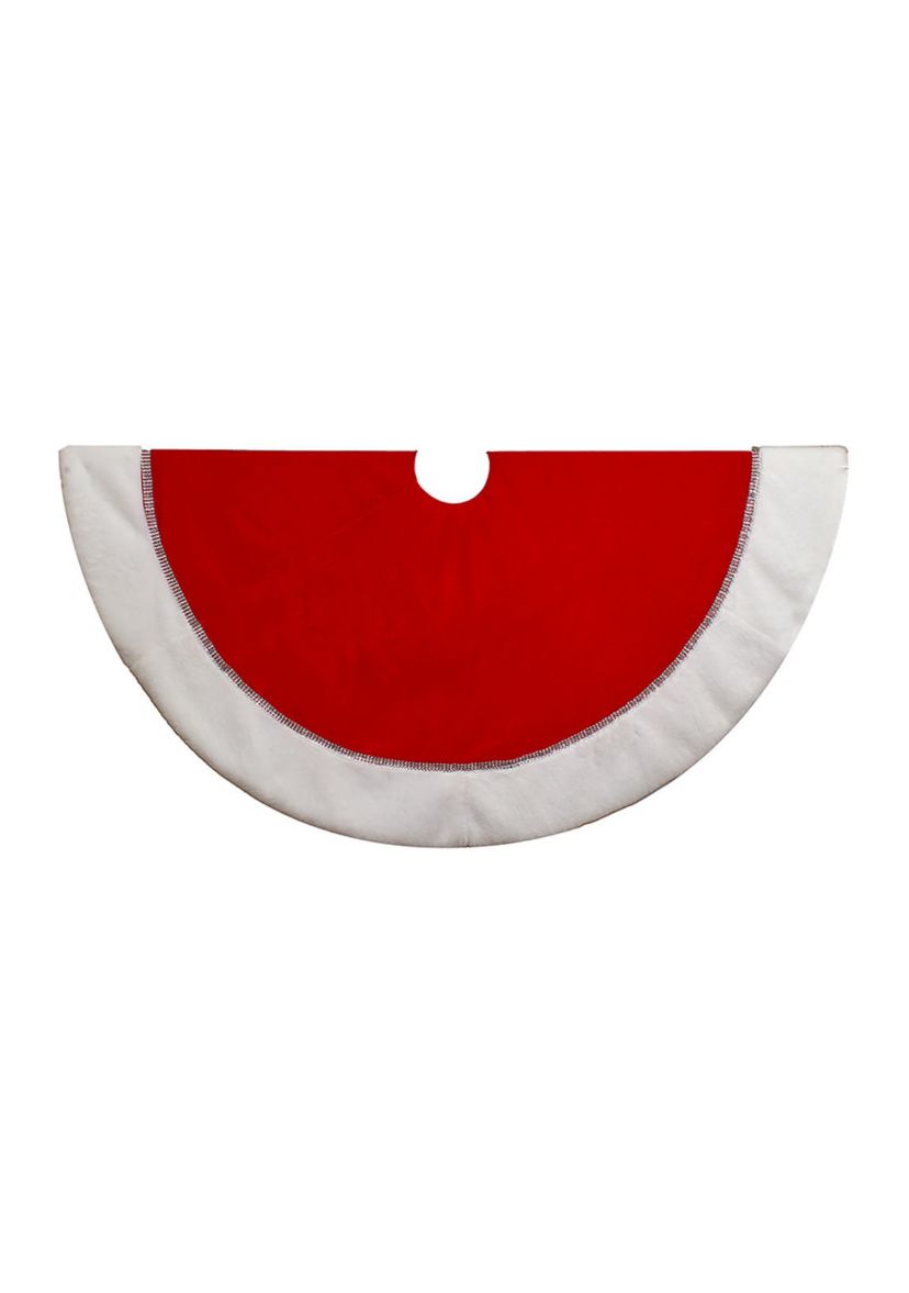 48-Inch Traditional Red with White Border Tree Skirt