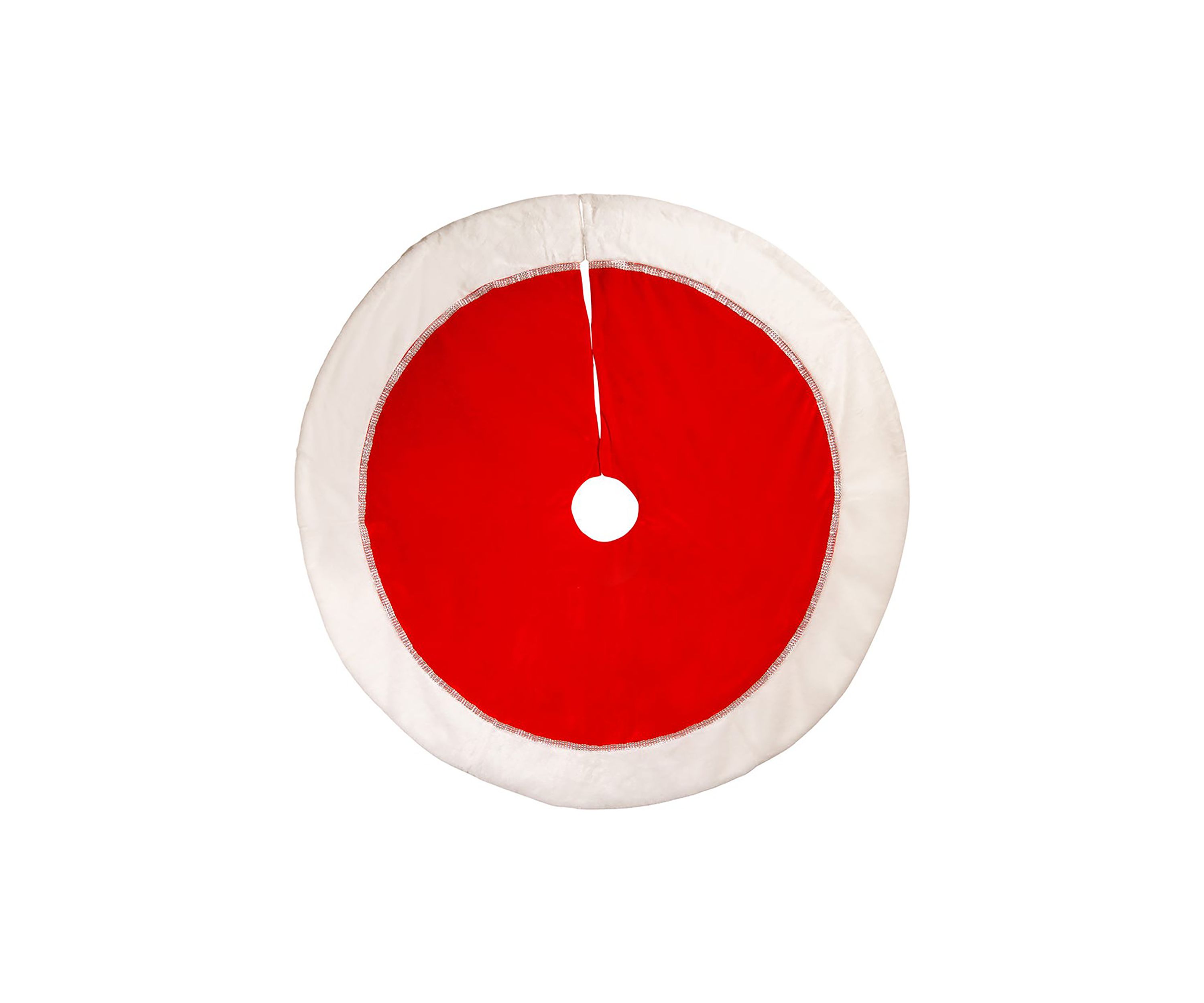 48-Inch Traditional Red with White Border Tree Skirt