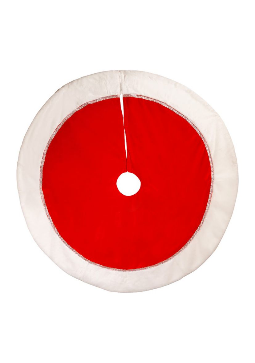 48-Inch Traditional Red with White Border Tree Skirt
