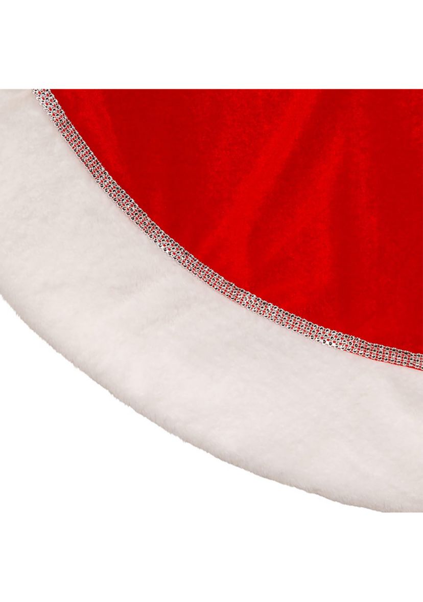 48-Inch Traditional Red with White Border Tree Skirt