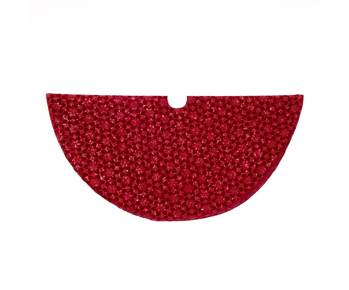 Kurt Adler 72-Inch Burgundy Sequin With Metallic Cord Tree Skirt