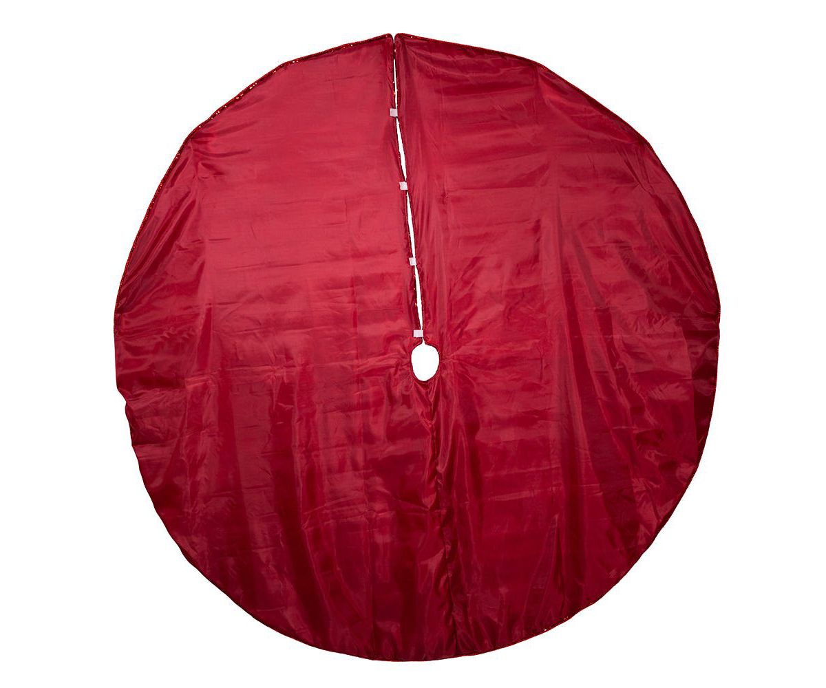Kurt Adler 72-Inch Burgundy Sequin With Metallic Cord Tree Skirt