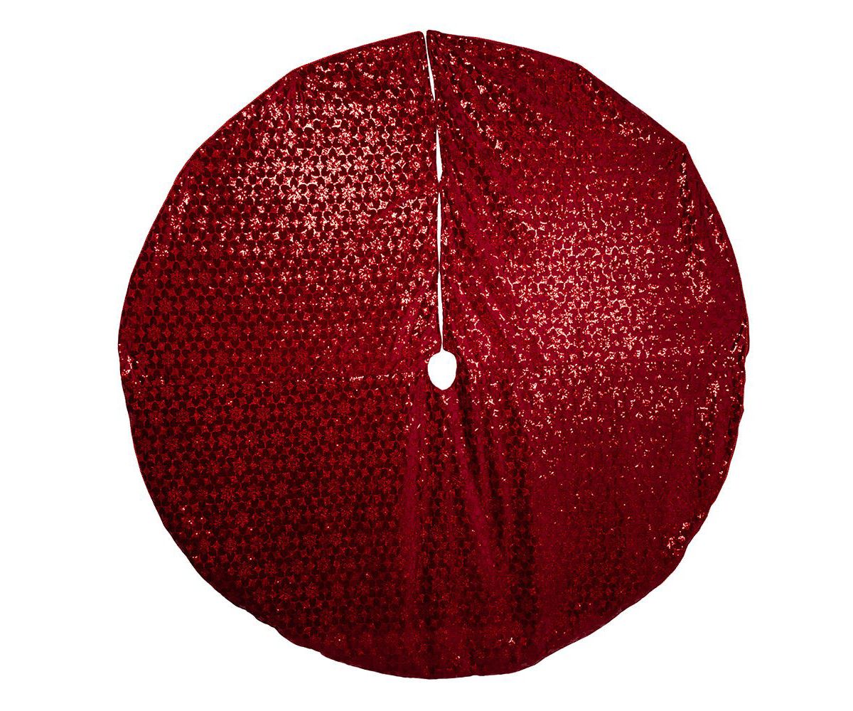 Kurt Adler 72-Inch Burgundy Sequin With Metallic Cord Tree Skirt