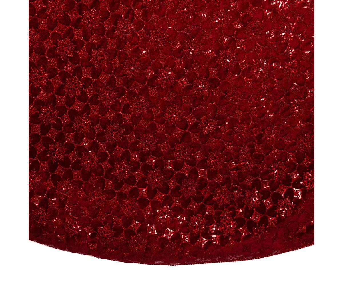 Kurt Adler 72-Inch Burgundy Sequin With Metallic Cord Tree Skirt