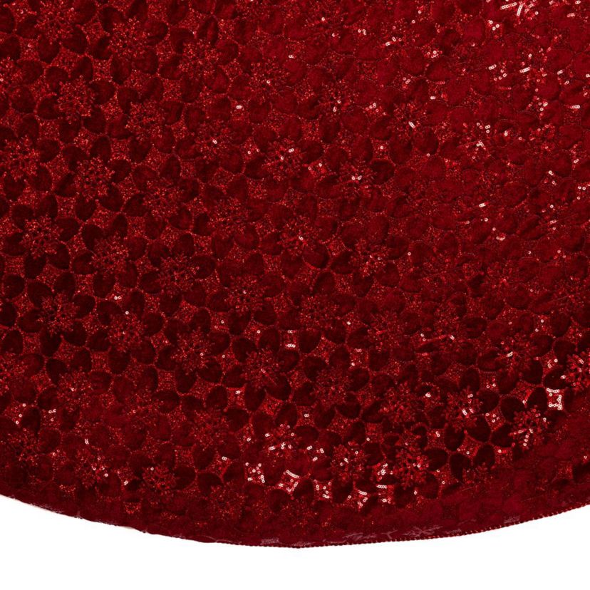 Kurt Adler 72-Inch Burgundy Sequin With Metallic Cord Tree Skirt