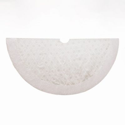 Kurt S. Adler Kurt Adler 60-Inch White Dupion Tree Skirt with Lurex Embroidered Snowflakes
