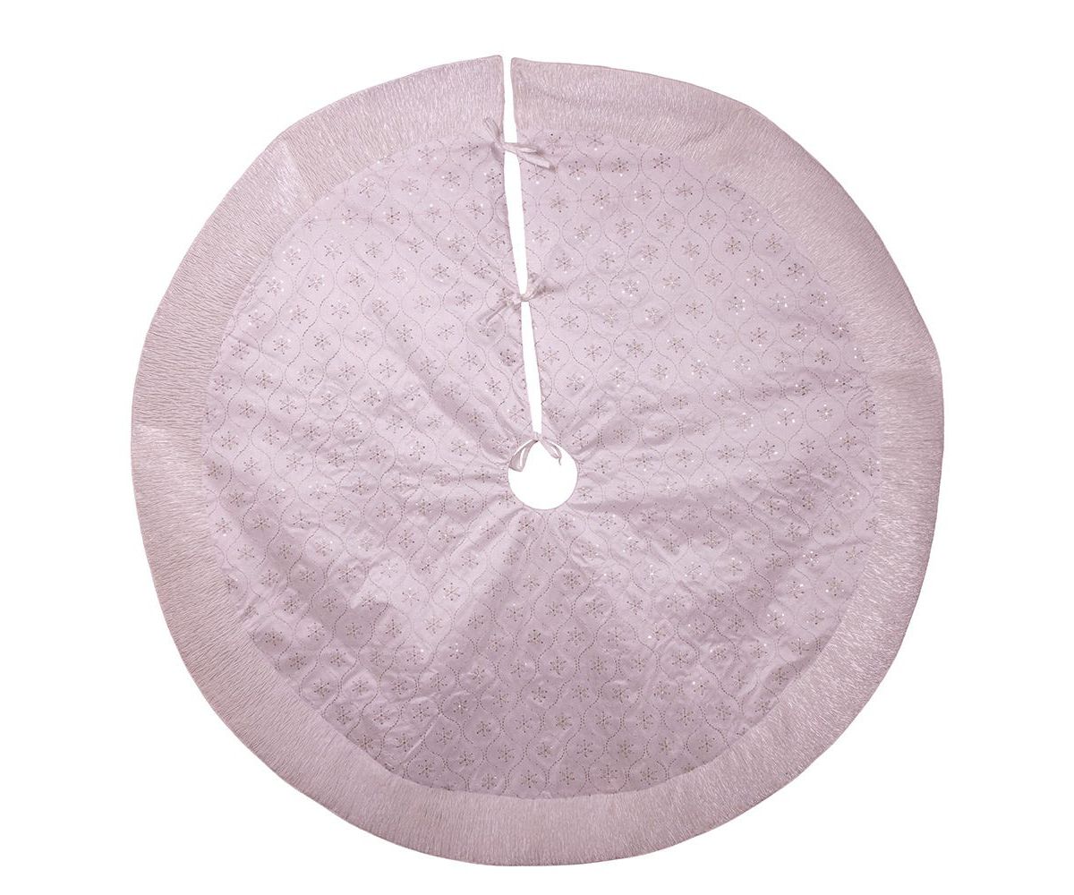 Kurt Adler 60-Inch White Dupion Tree Skirt with Lurex Embroidered Snowflakes