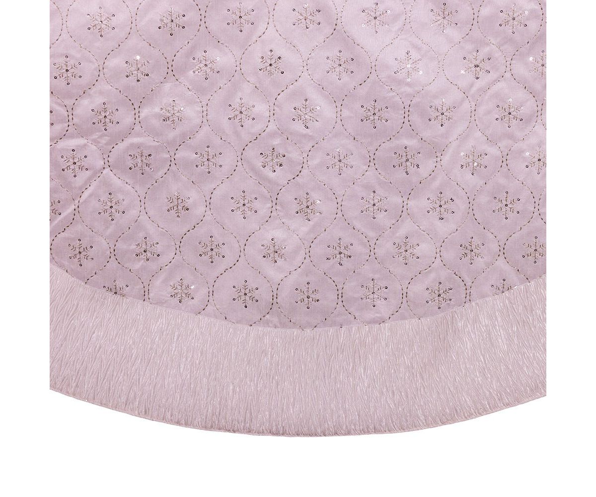 Kurt Adler 60-Inch White Dupion Tree Skirt with Lurex Embroidered Snowflakes