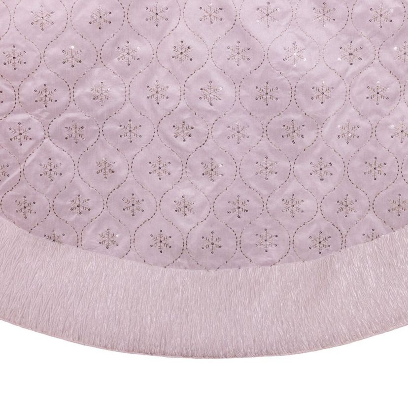 Kurt Adler 60-Inch White Dupion Tree Skirt with Lurex Embroidered Snowflakes