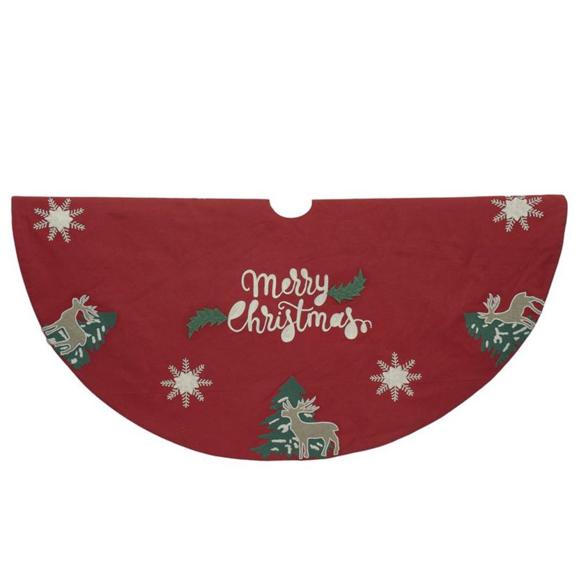 50-Inch Reindeer Applique Tree Skirt