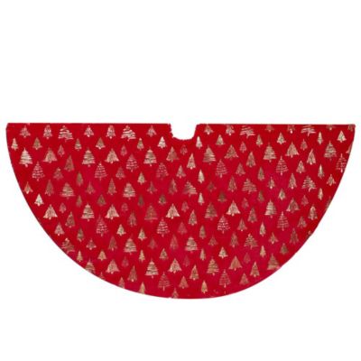 Kurt S. Adler 60-Inch Red and Gold Plush Faux Fur Tree Skirt