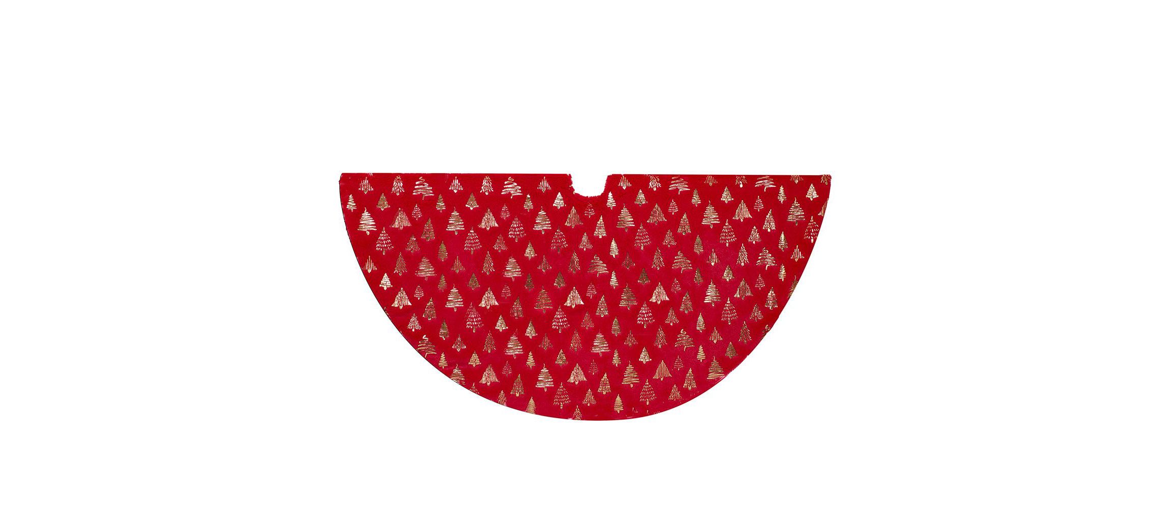 60-Inch Red and Gold Plush Faux Fur Tree Skirt