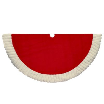 Kurt S. Adler 48-Inch Red and White Faux Fur Tree Skirt