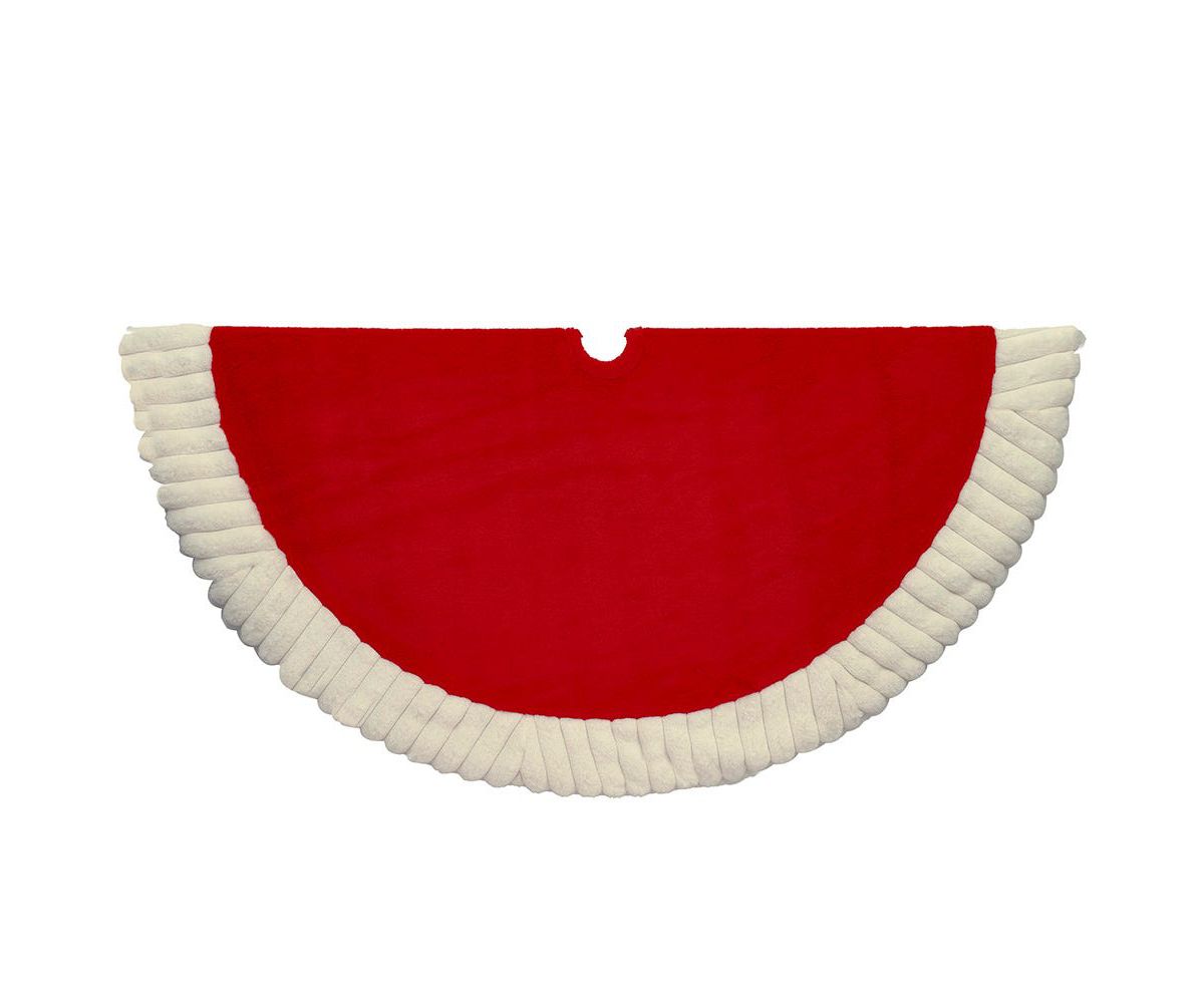 48-Inch Red and White Faux Fur Tree Skirt