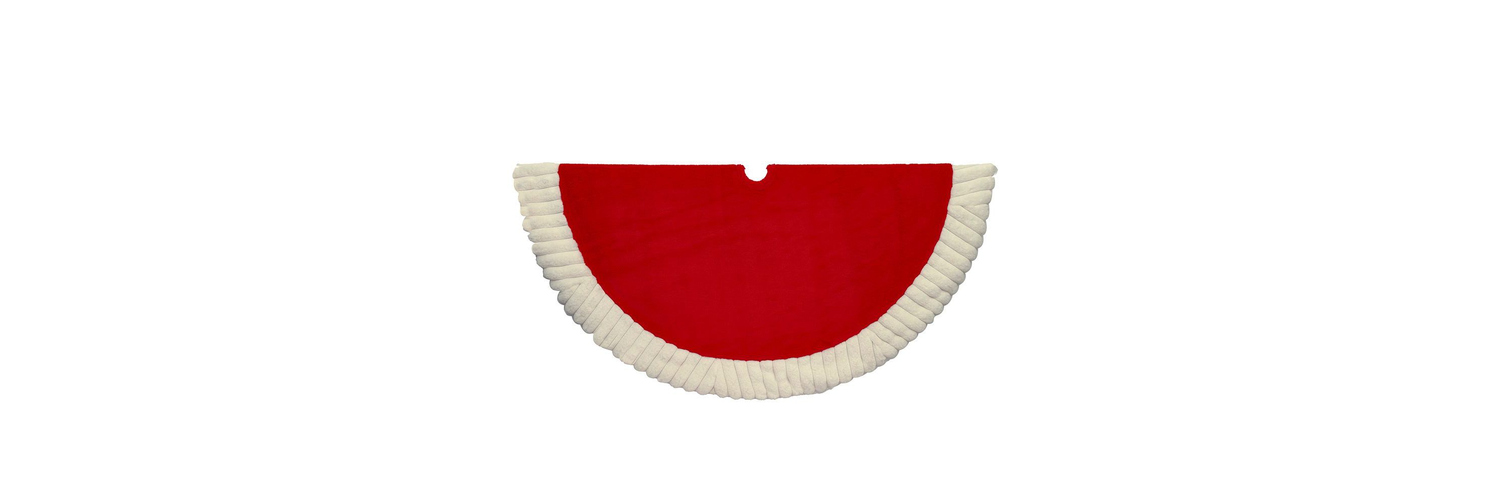48-Inch Red and White Faux Fur Tree Skirt
