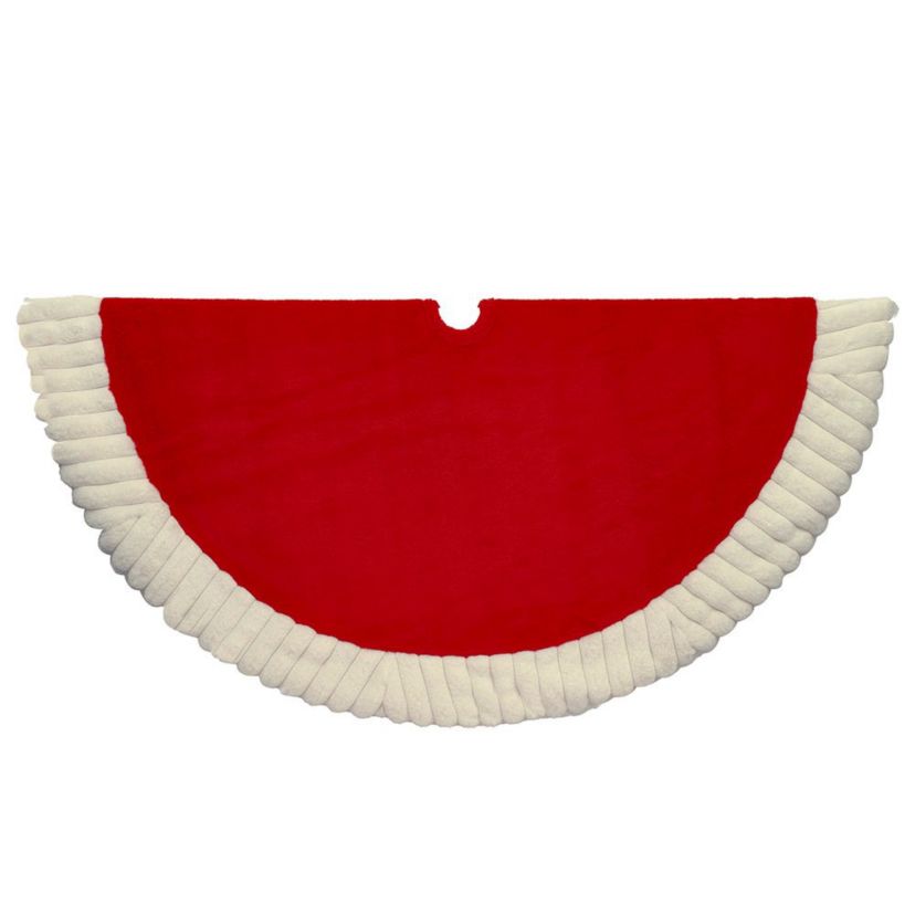 48-Inch Red and White Faux Fur Tree Skirt