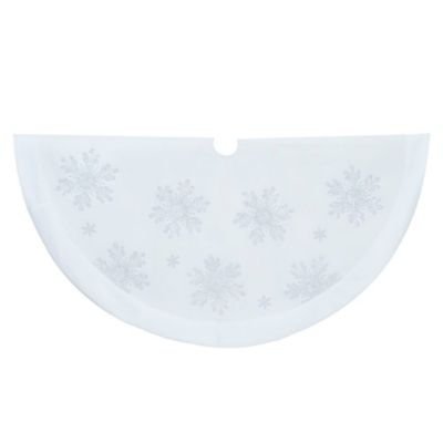 Kurt S. Adler 48-Inch Iridescent Sequined Velvet Tree Skirt, White