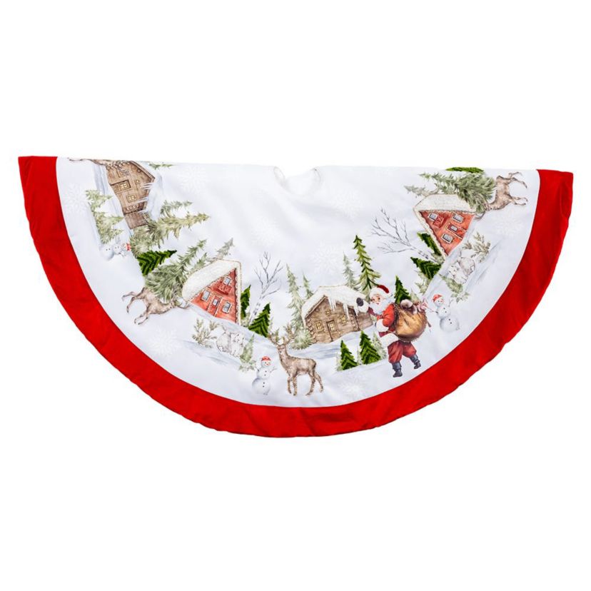 48-Inch Velvet Beaded Embroidered Tree Skirt