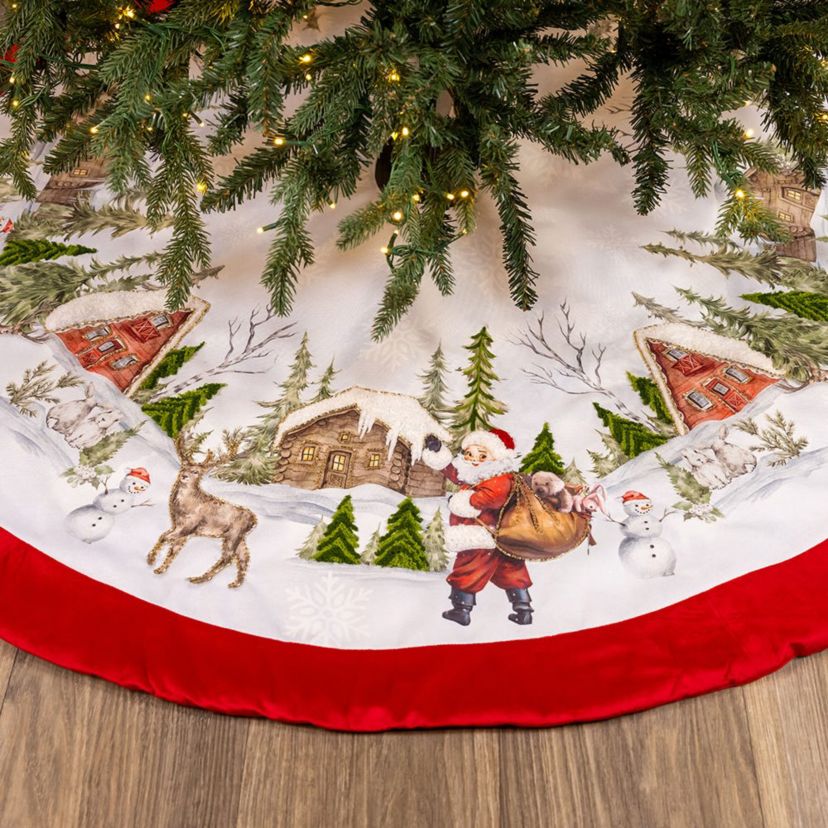 48-Inch Velvet Beaded Embroidered Tree Skirt