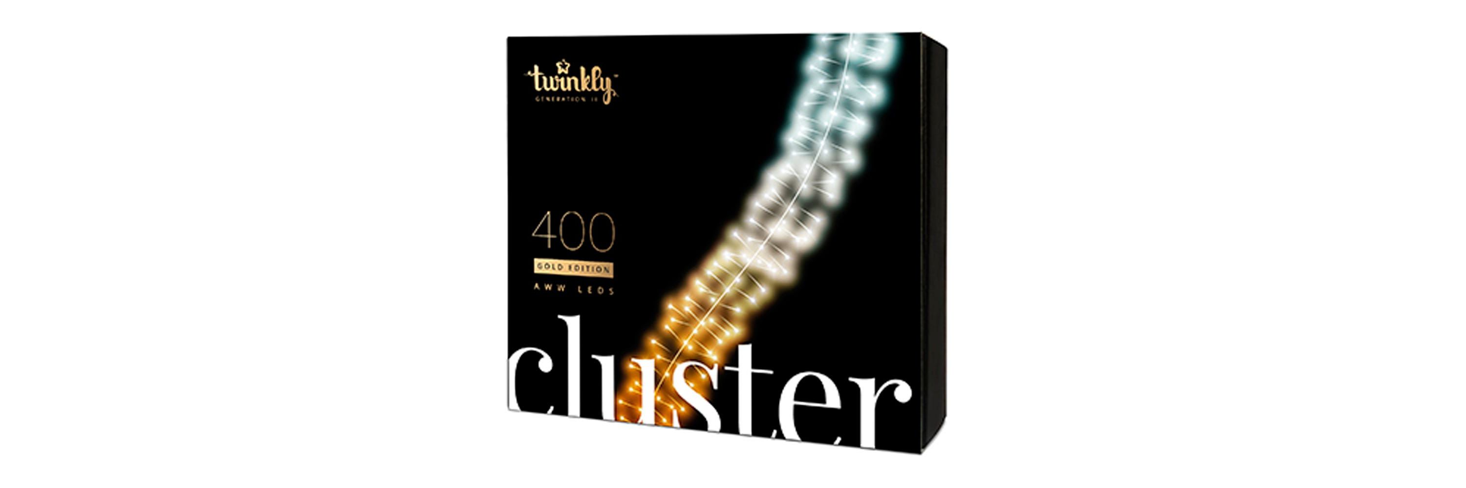Kurt Adler 400-Light All-White LED Twinkling Cluster Garland Set