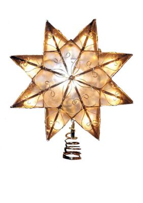 Indoor 10-Light 8-Point Capiz Star Treetop with Arabesque Decoration