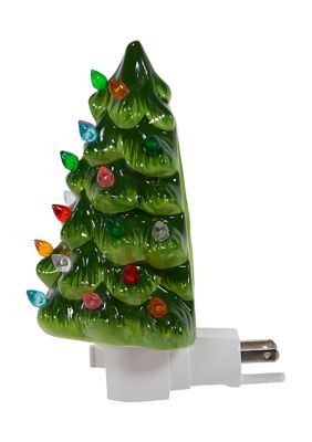 6-Inch Ceramic Green Tree Night Light