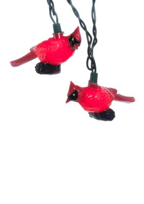 10-Light Plastic Red Cardinal Light Set