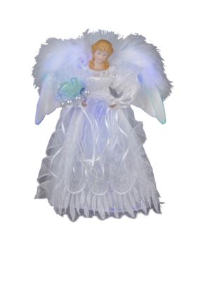 White and Silver Fiber Optic LED Angel Treetop
