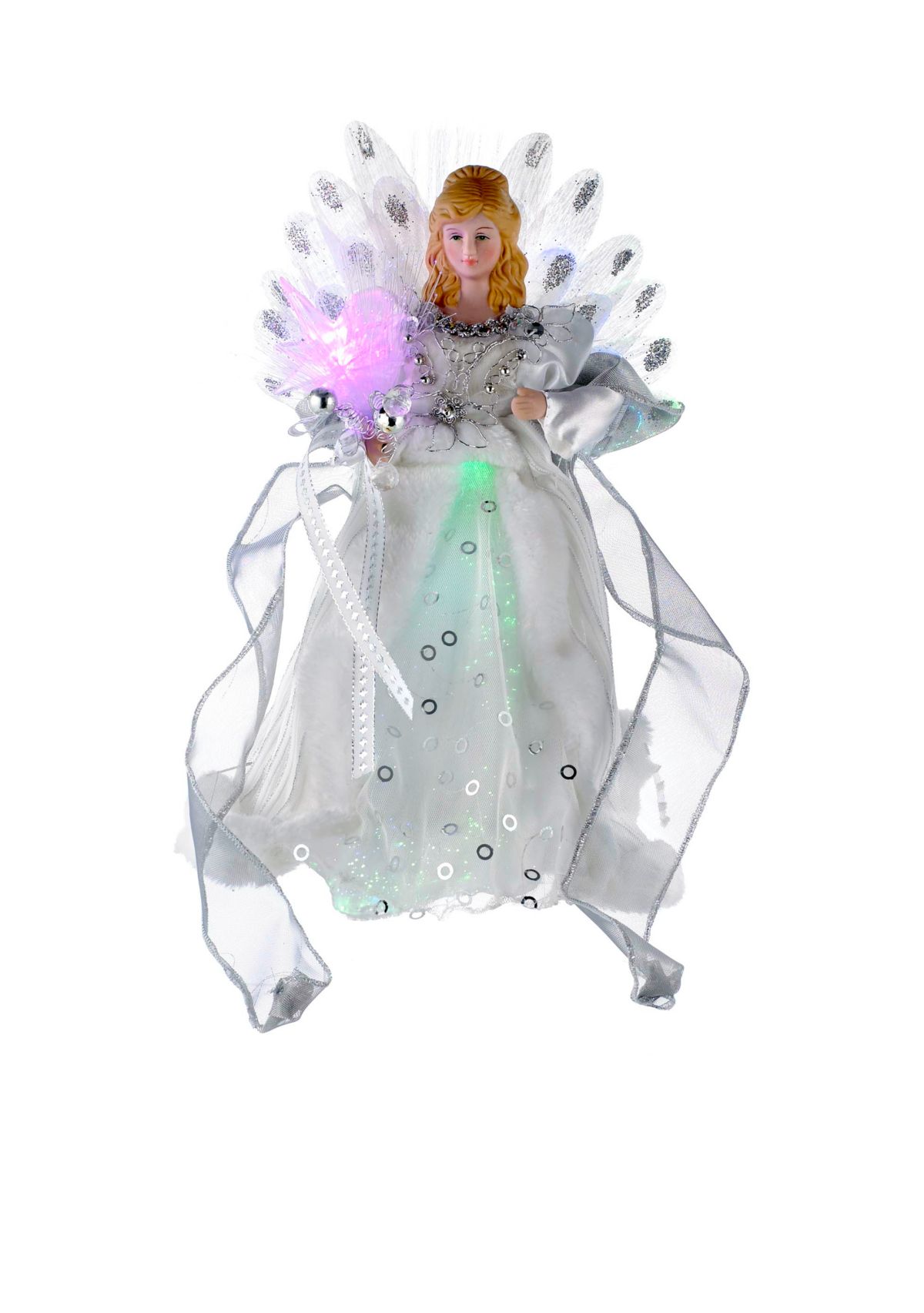 White and Silver LED Fiber Optic Angel