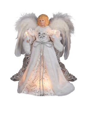 12 in 10-Light White and Silver Angel Treetop