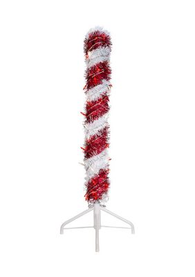 3' Pre Lit Red and White LED Tinsel Candy Cane