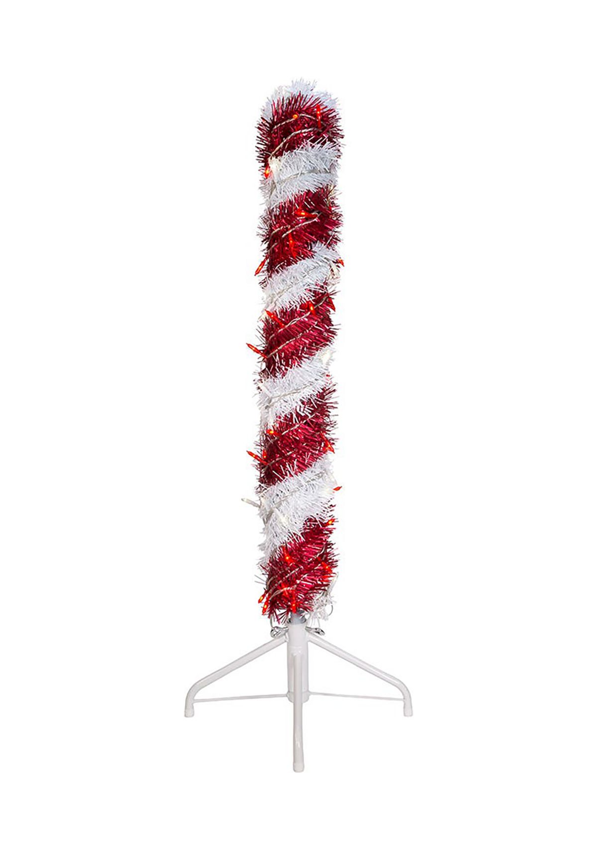 3 Pre Lit Red and White LED Tinsel Candy Cane
