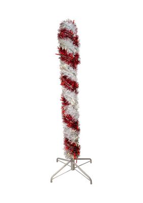 4' Pre Lit Red and White LED Tinsel Candy Cane