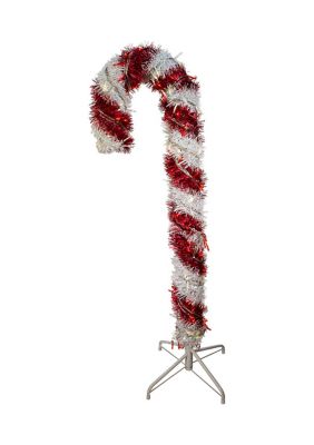 4' Pre Lit Red and White LED Tinsel Candy Cane