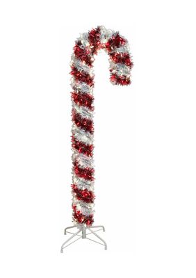 Kurt S. Adler 5' Pre Lit Red and White LED Tinsel Candy Cane