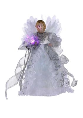 White/Silver Fiber Optic LED Angel Tree Topper