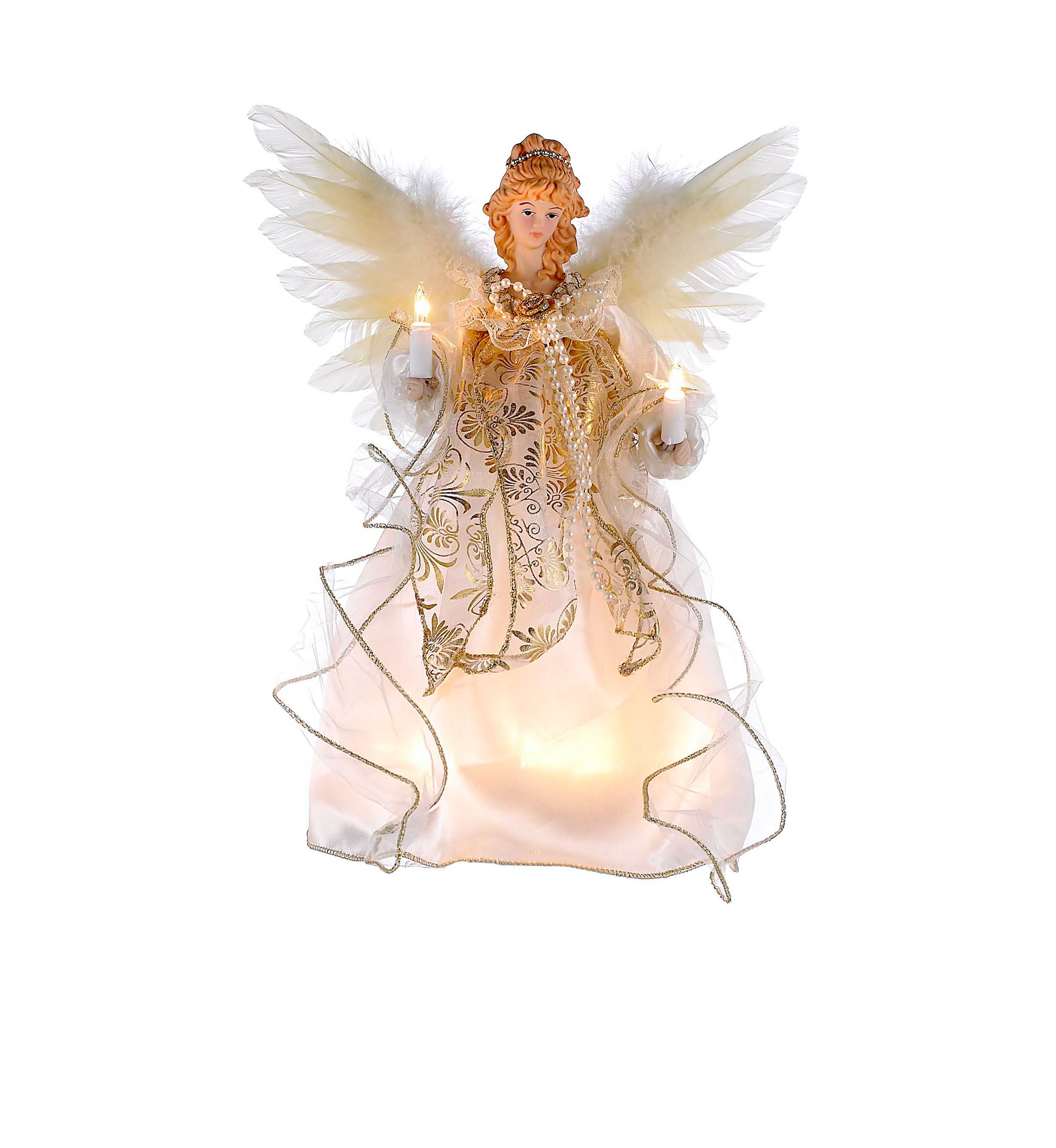 10-Light Ivory and Gold Angel Treetop