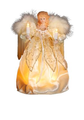 10-Light Ivory and Gold Angel Treetop