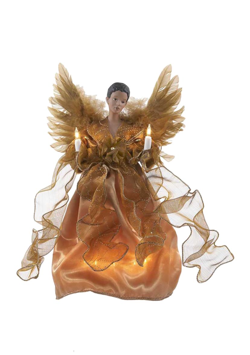 13 in UL 10-Light Gold African American Angel Treetop