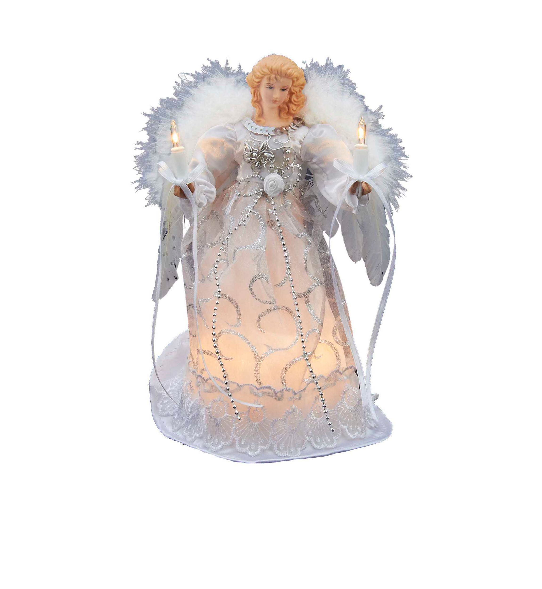 UL 10-Light White/Silver Angel Treetop