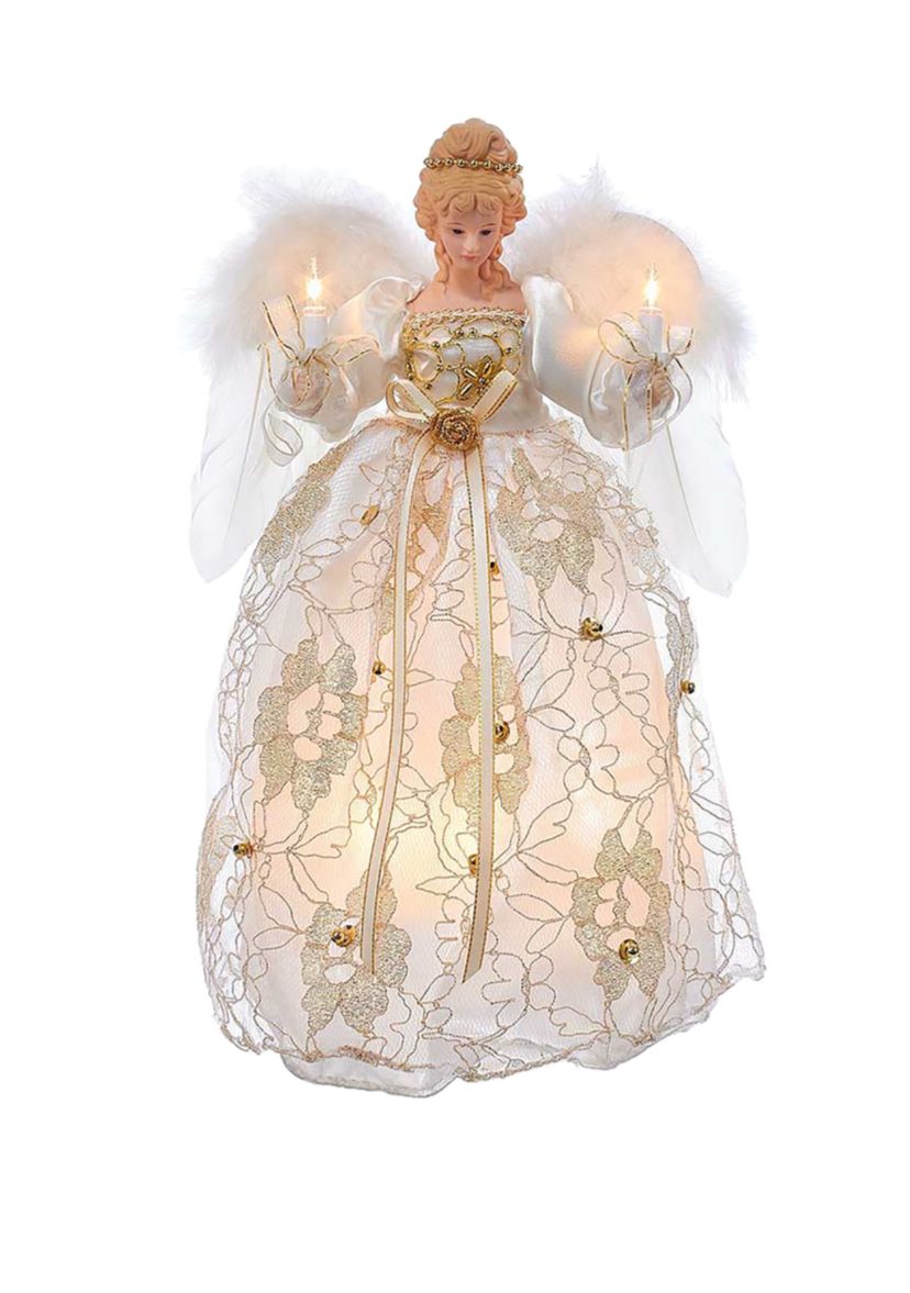 UL 10-Light 12 in Ivory and Gold Angel Treetop