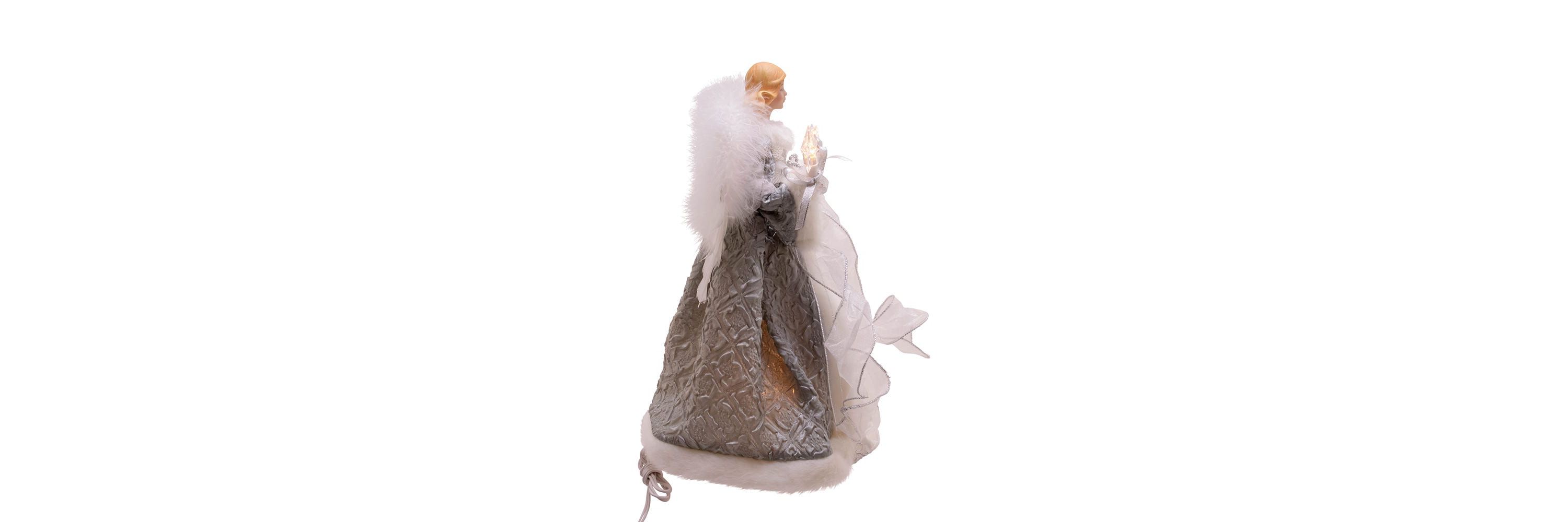 Kurt Adler UL 10-Light 14-Inch Silver and Gray Angel Treetop