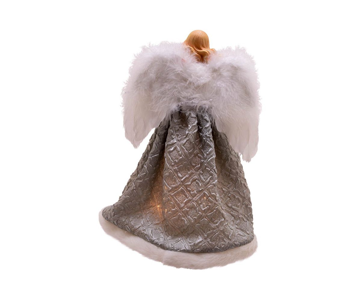 Kurt Adler UL 10-Light 14-Inch Silver and Gray Angel Treetop